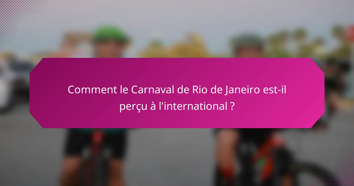 Comment le Carnaval de Rio de Janeiro est-il perçu à l'international ?