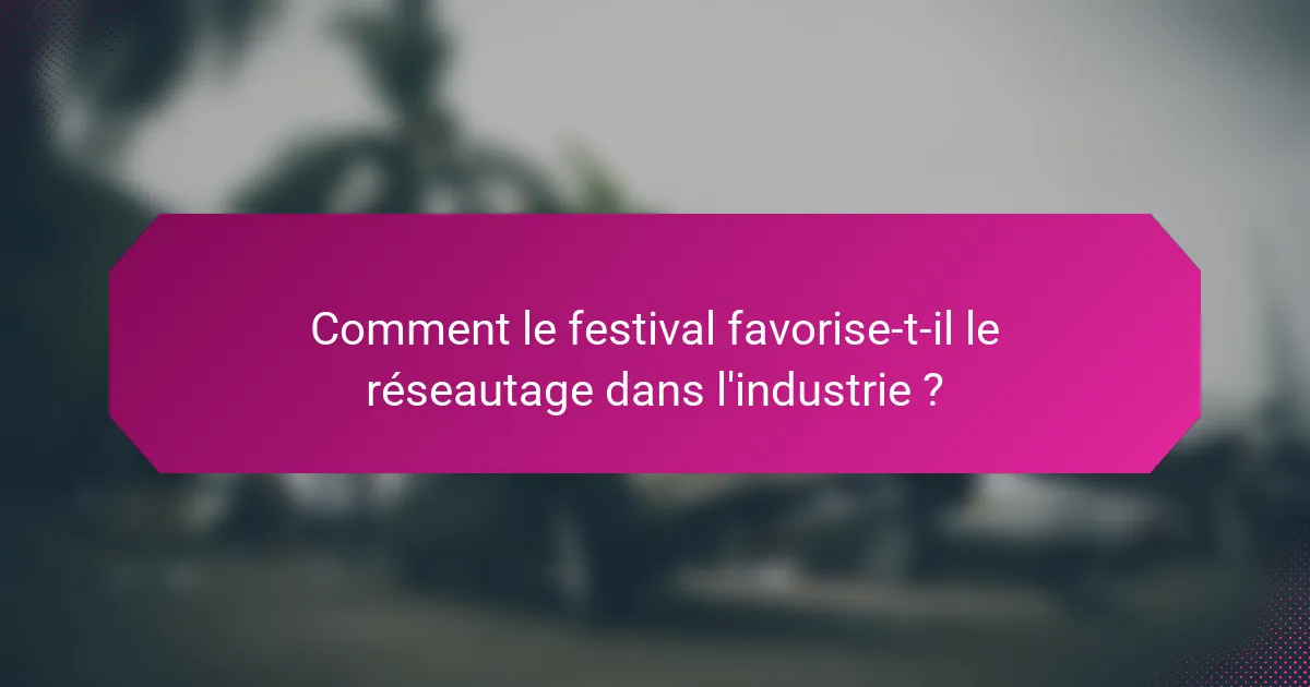 Comment le festival favorise-t-il le réseautage dans l'industrie ?