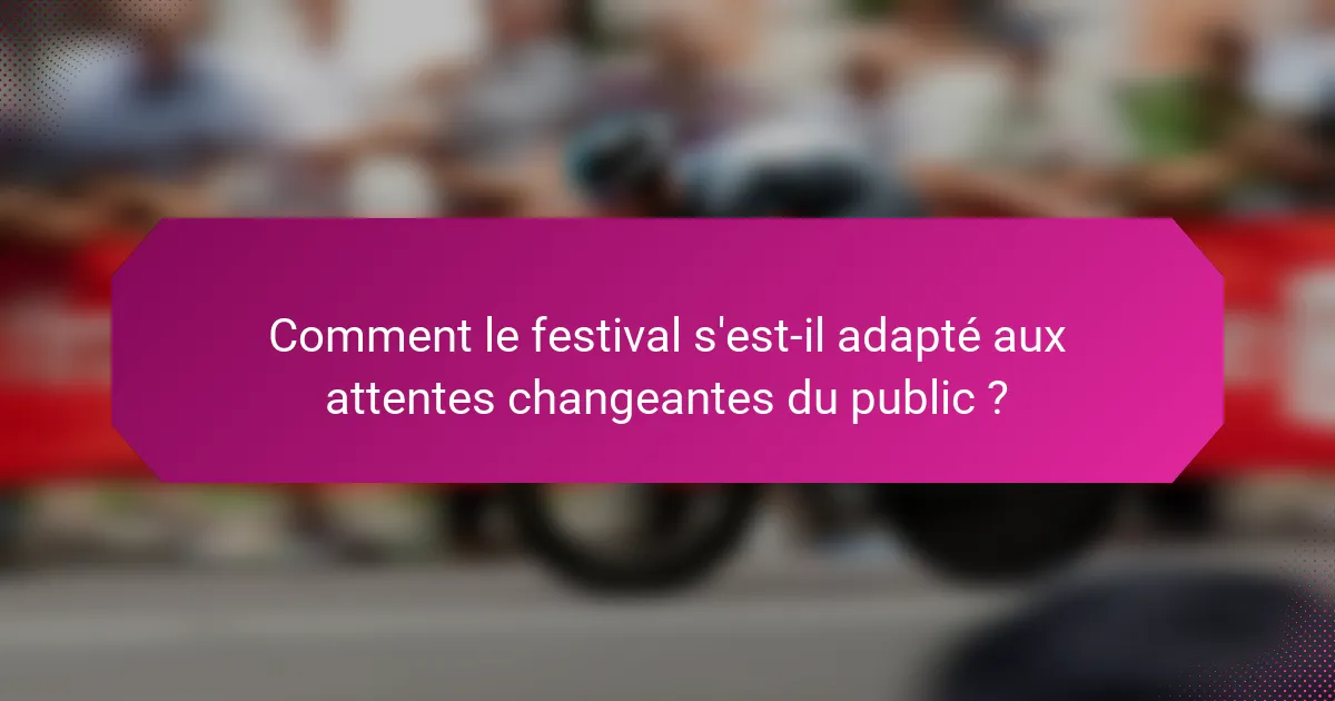 Comment le festival s'est-il adapté aux attentes changeantes du public ?