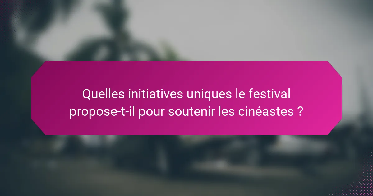 Quelles initiatives uniques le festival propose-t-il pour soutenir les cinéastes ?