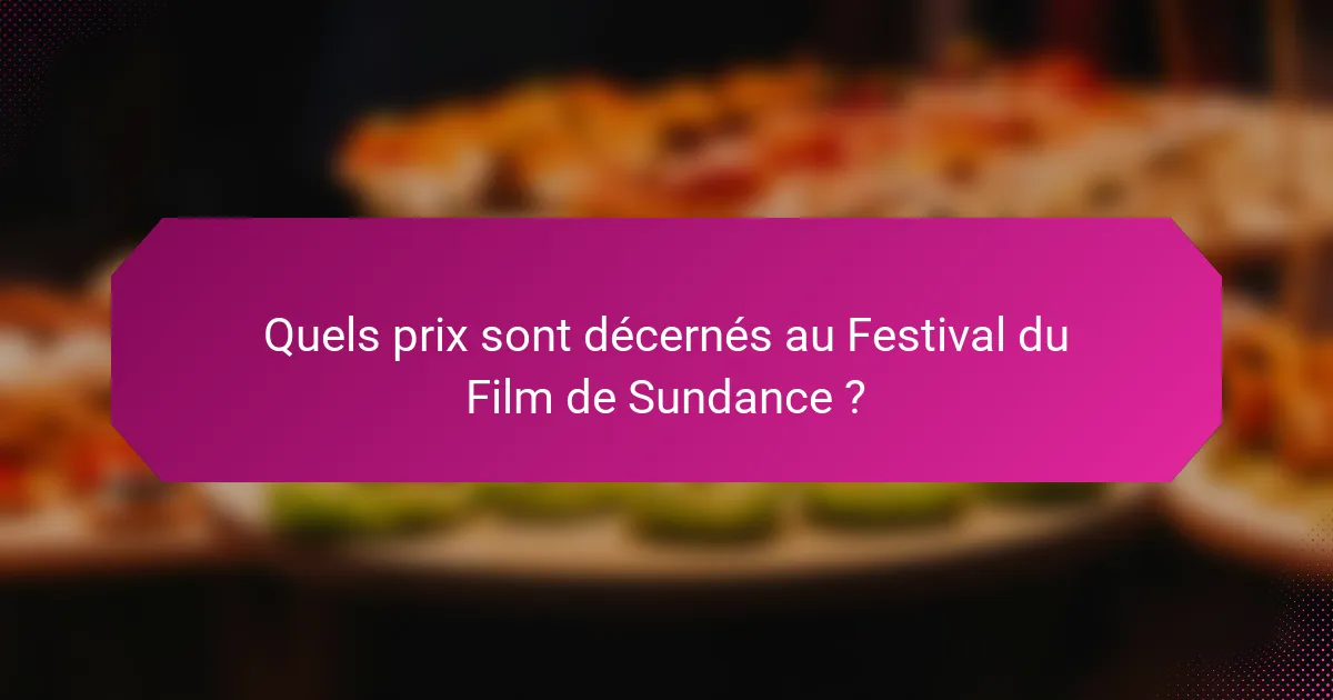 Quels prix sont décernés au Festival du Film de Sundance ?