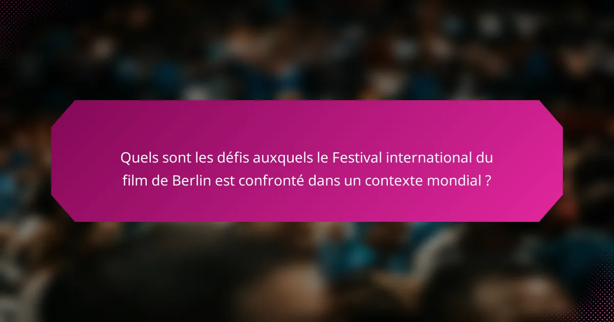 Quels sont les défis auxquels le Festival international du film de Berlin est confronté dans un contexte mondial ?