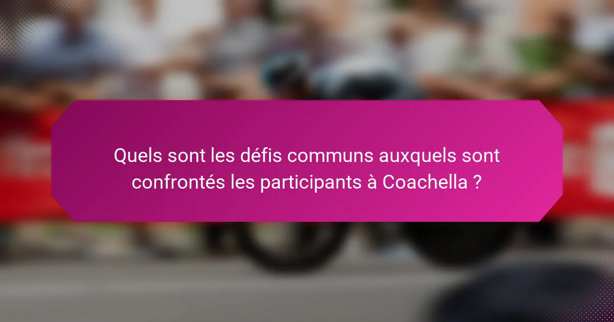 Quels sont les défis communs auxquels sont confrontés les participants à Coachella ?