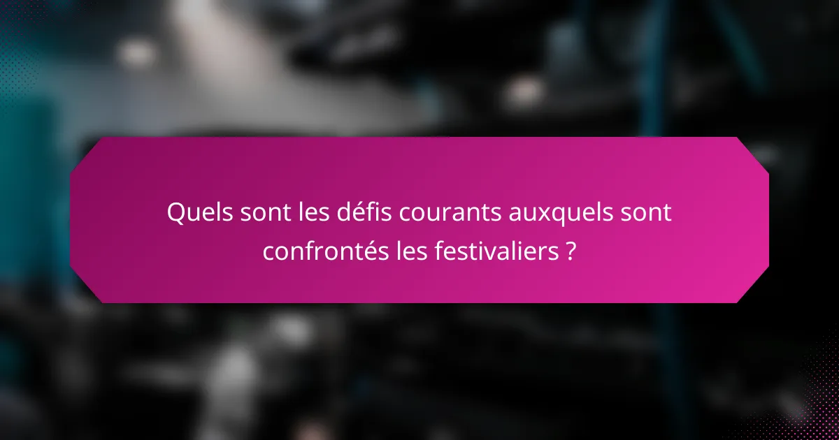 Quels sont les défis courants auxquels sont confrontés les festivaliers ?