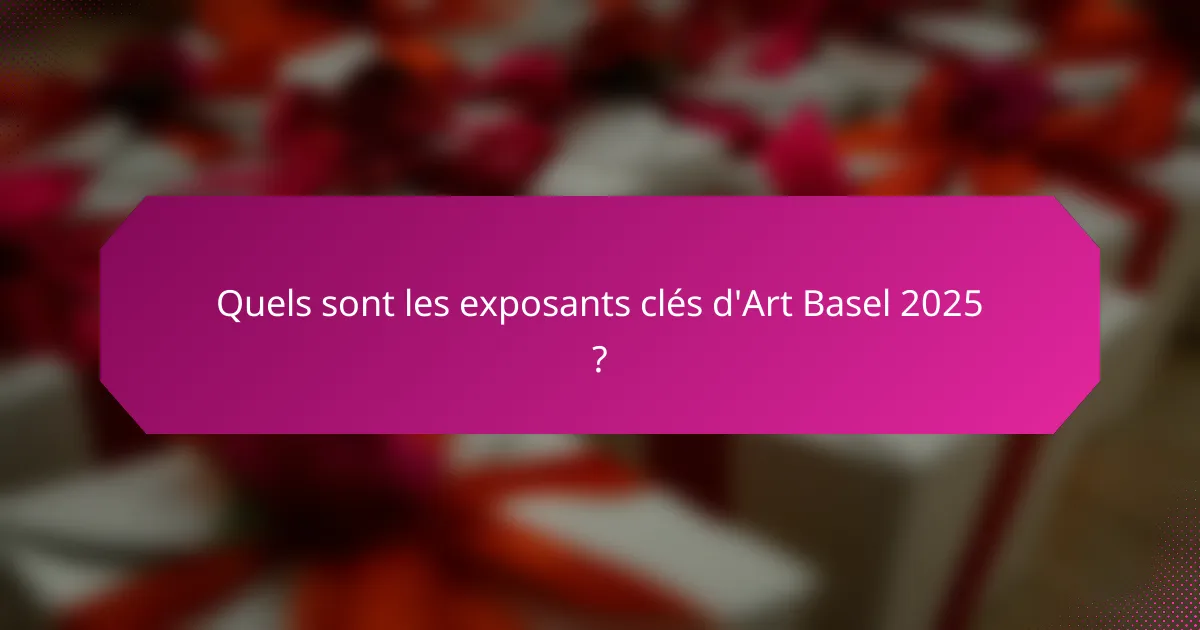 Quels sont les exposants clés d'Art Basel 2025 ?
