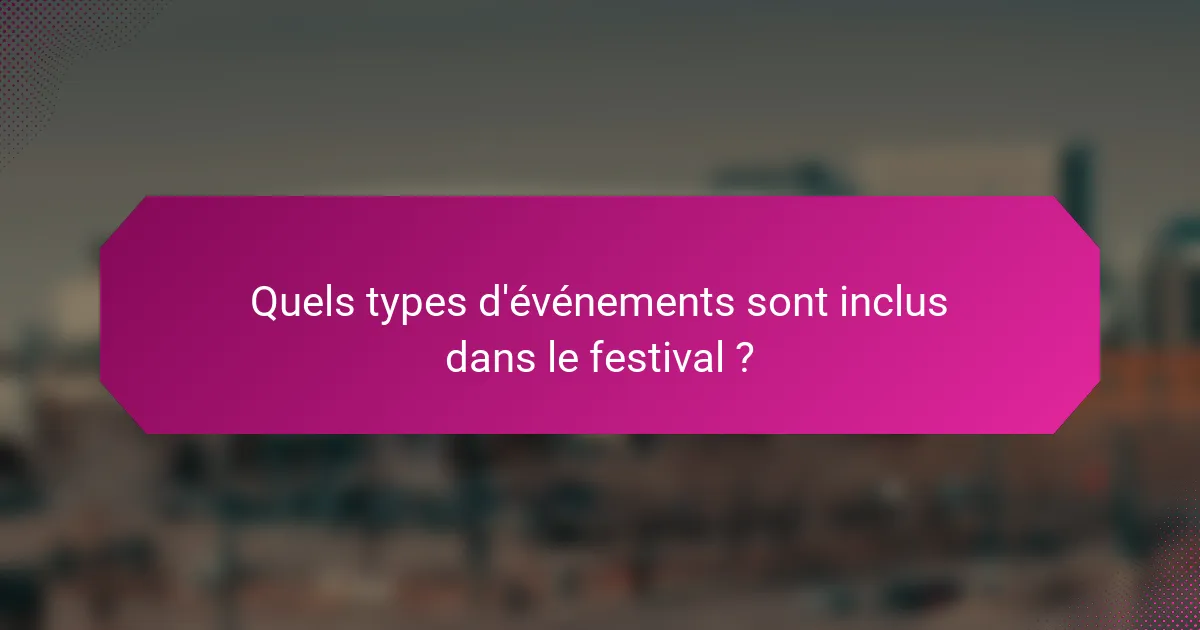 Quels types d'événements sont inclus dans le festival ?